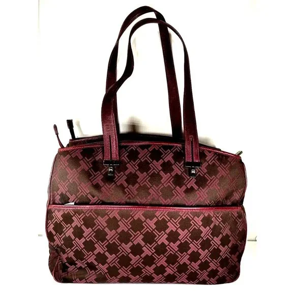 Tumi Womens Signature Maroon Burgundy Multi Compartment Laptop Briefcase Bag